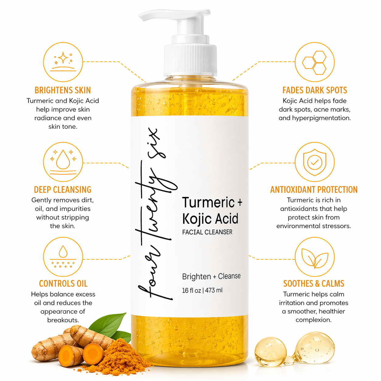 16 oz Turmeric & Kojic Acid Face Wash